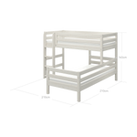 FLEXA CLASSIC køjeseng i hvid fyr med stige og sikkerhedsgelændere, vist i et børneværelse, hvor det børnesikre design tydeligt fremgår.