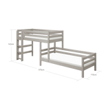 Bunk Bed 143 cm with Ladder and Safety Rail, 90x200 cm, Grey