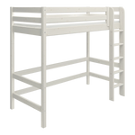 FLEXA WHITE high bed from the FLEXA collection with ladder, safety rail, and underbed storage in a plain setting.