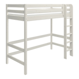 FLEXA WHITE high bed from the FLEXA collection with ladder, safety rail, and underbed storage in a plain setting.