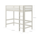 FLEXA white high bed from CLASSIC range with ladder, safety rail, under-bed storage, shown in a child’s bedroom.
