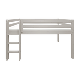 High Bed 120 cm with Ladder and Safety Rail, 140x200 cm, Grey