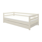 FLEXA-seng fra WHITE-kollektionen, enkeltseng 90 x 200 cm med synlig udtræksseng, børnesikre kanter, til børneværelset.