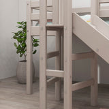 High Bed 120 cm with Slide and Safety Rail, 90x200 cm, Grey