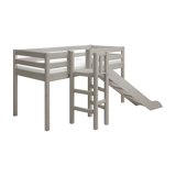 High Bed 120 cm with Slide and Safety Rail, 90x200 cm, Grey