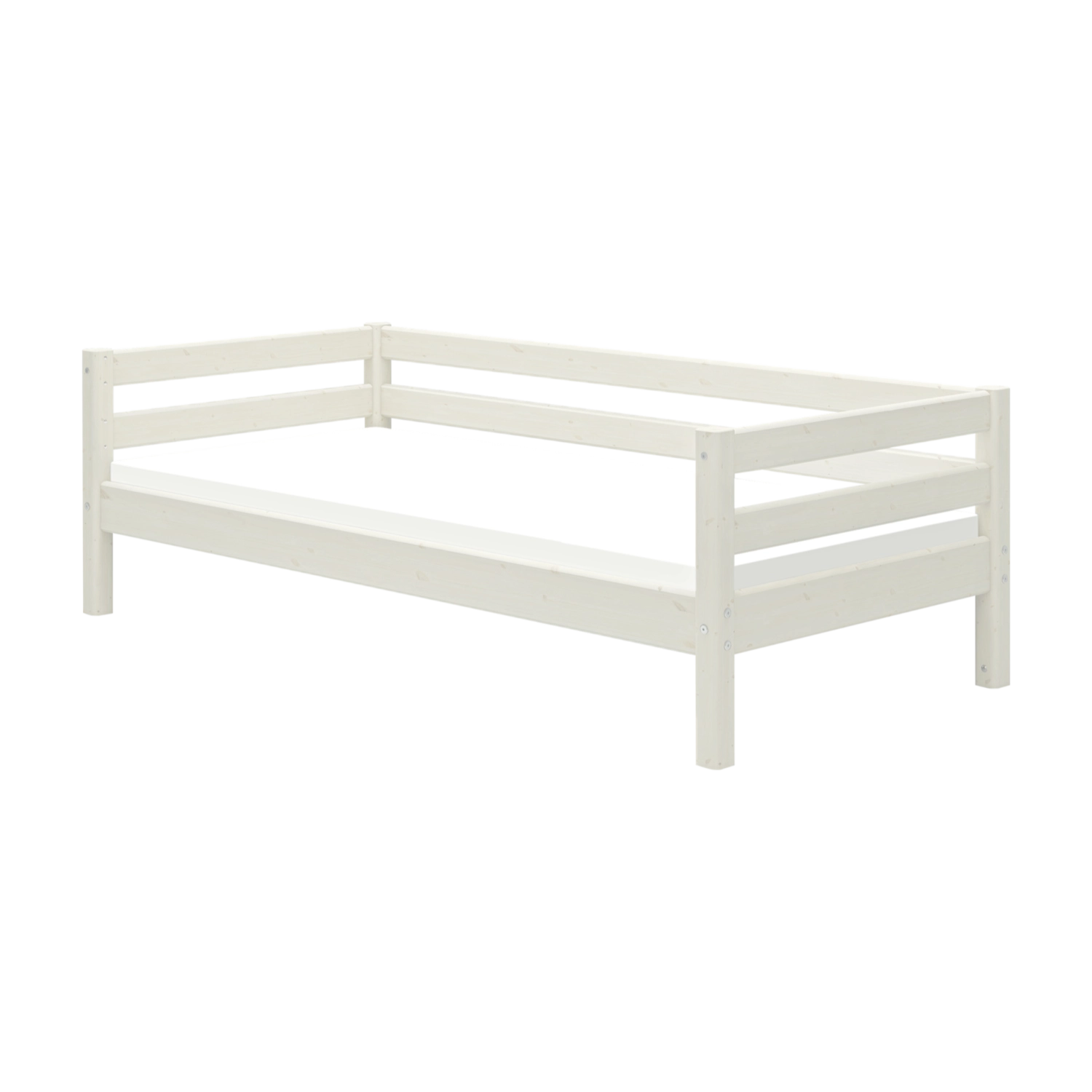 FLEXA full-length white safety rail, 200 cm, from CLASSIC collection, shown child-safe and empty on a white background.