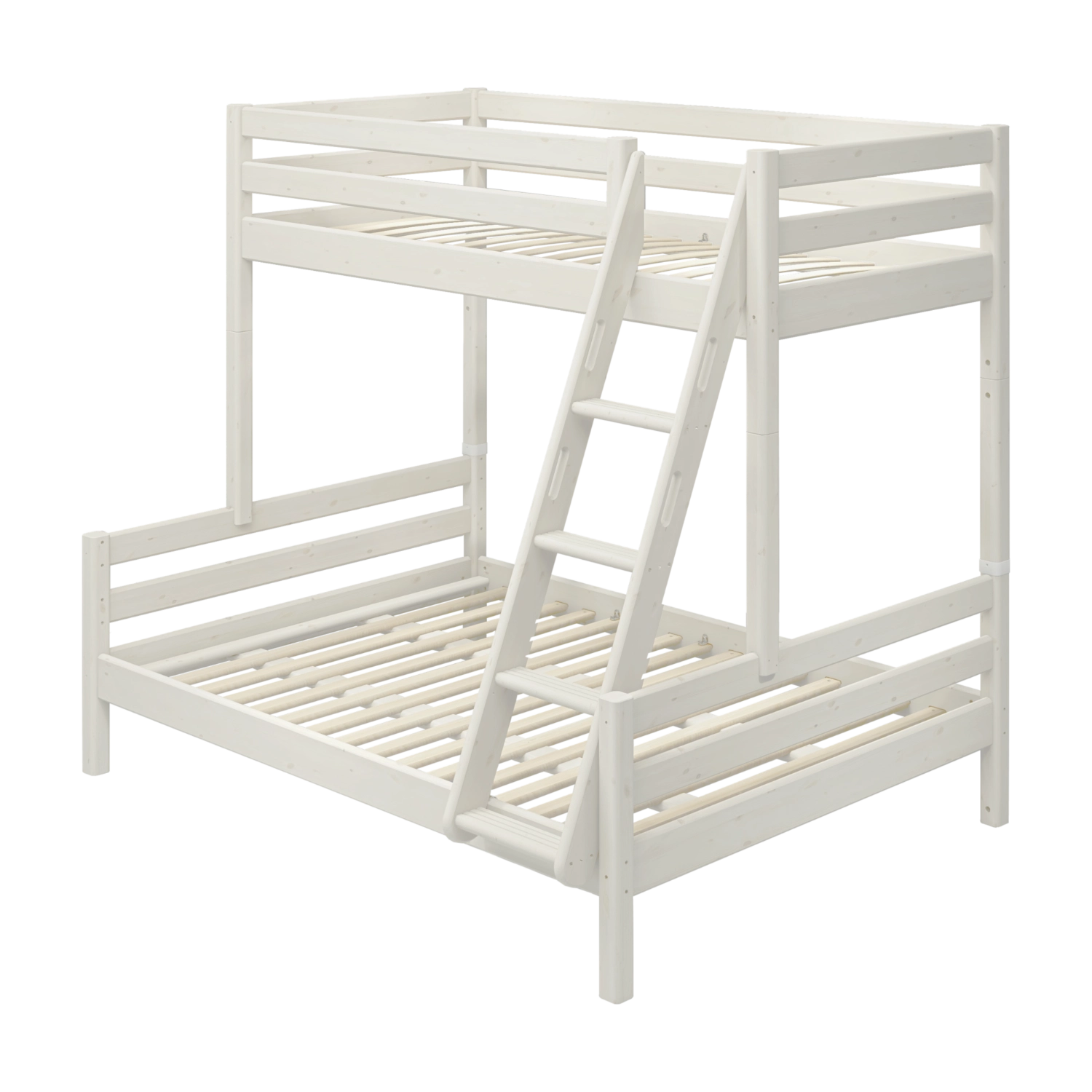 FLEXA slanting bunk bed ladder in white, visible sturdy child-safe design, shown in a children’s bedroom setting.