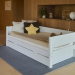 FLEXA Single Bed 90x200 cm with Pull-out Bed 90x190 cm, WHITE, Daybed, view 3