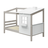 Single Bed with 1/2 House, 90x200 cm, White/Grey