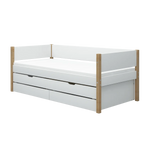 Single Bed with Storage and Pull-out Bed, 90x200 cm, White/Oak SINGLE_BED daybed-with-guest-bed-and-2-drawers-white-oak-1  flexa-com.myshopify.com
