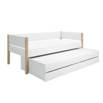 Single Bed with Storage and Pull-out Bed, 90x200 cm, White/Oak SINGLE_BED daybed-with-guest-bed-and-2-drawers-white-oak-1  flexa-com.myshopify.com