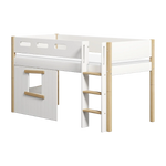 High Bed 120 cm with Treehouse, Ladder and Safety Rail, 90x200 cm, White/Oak MID_HIGH-BED mid-high-bed-str-ladder-treehouse-bed-fronts-oak-frame-white-oak  flexa-com.myshopify.com