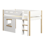 High Bed 120 cm with Treehouse, Ladder and Safety Rail, 90x200 cm, White/Oak MID_HIGH-BED mid-high-bed-str-ladder-treehouse-bed-fronts-oak-frame-white-oak  flexa-com.myshopify.com