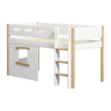 High Bed 120 cm with Treehouse, Ladder and Safety Rail, 90x200 cm, White/Oak MID_HIGH-BED mid-high-bed-str-ladder-treehouse-bed-fronts-oak-frame-white-oak  flexa-com.myshopify.com