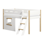 High Bed 120 cm with Treehouse, Ladder and Safety Rail, 90x200 cm, White/Oak MID_HIGH-BED mid-high-bed-sl-ladder-treehouse-bed-fronts-oak-frame-white-oak  flexa-com.myshopify.com