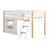 High Bed 120 cm with Treehouse, Ladder and Safety Rail, 90x200 cm, White/Oak MID_HIGH-BED mid-high-bed-sl-ladder-treehouse-bed-fronts-oak-frame-white-oak  flexa-com.myshopify.com