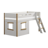 High Bed 120 cm with Treehouse, Ladder and Safety Rail, 90x200 cm, White/Oak MID_HIGH-BED mid-high-bed-sl-ladder-treehouse-bed-fronts-oak-frame-white-oak  flexa-com.myshopify.com