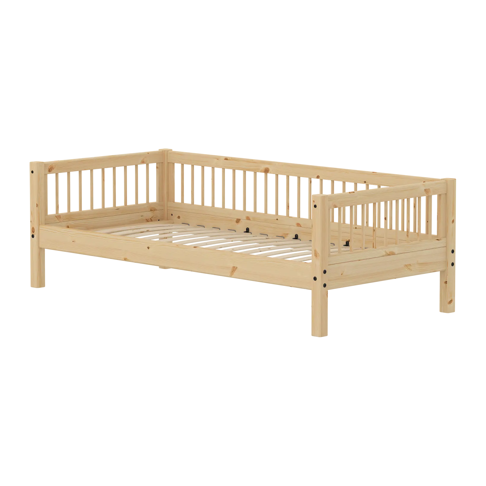 Single Bed, 90x200 cm, Pine SINGLE_BED single-bed-with-scandinavian-safety-rail-raw  flexa-com.myshopify.com