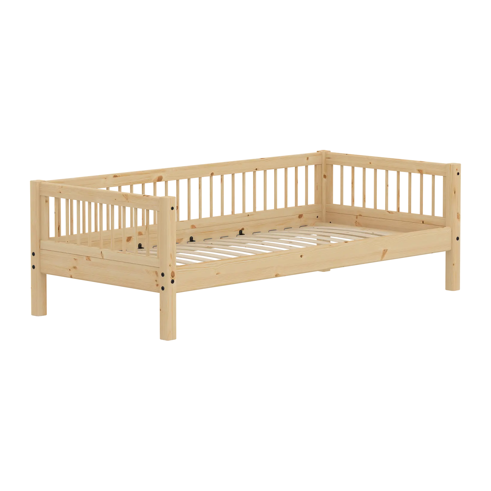 Single Bed, 90x200 cm, Pine SINGLE_BED single-bed-with-scandinavian-safety-rail-raw  flexa-com.myshopify.com