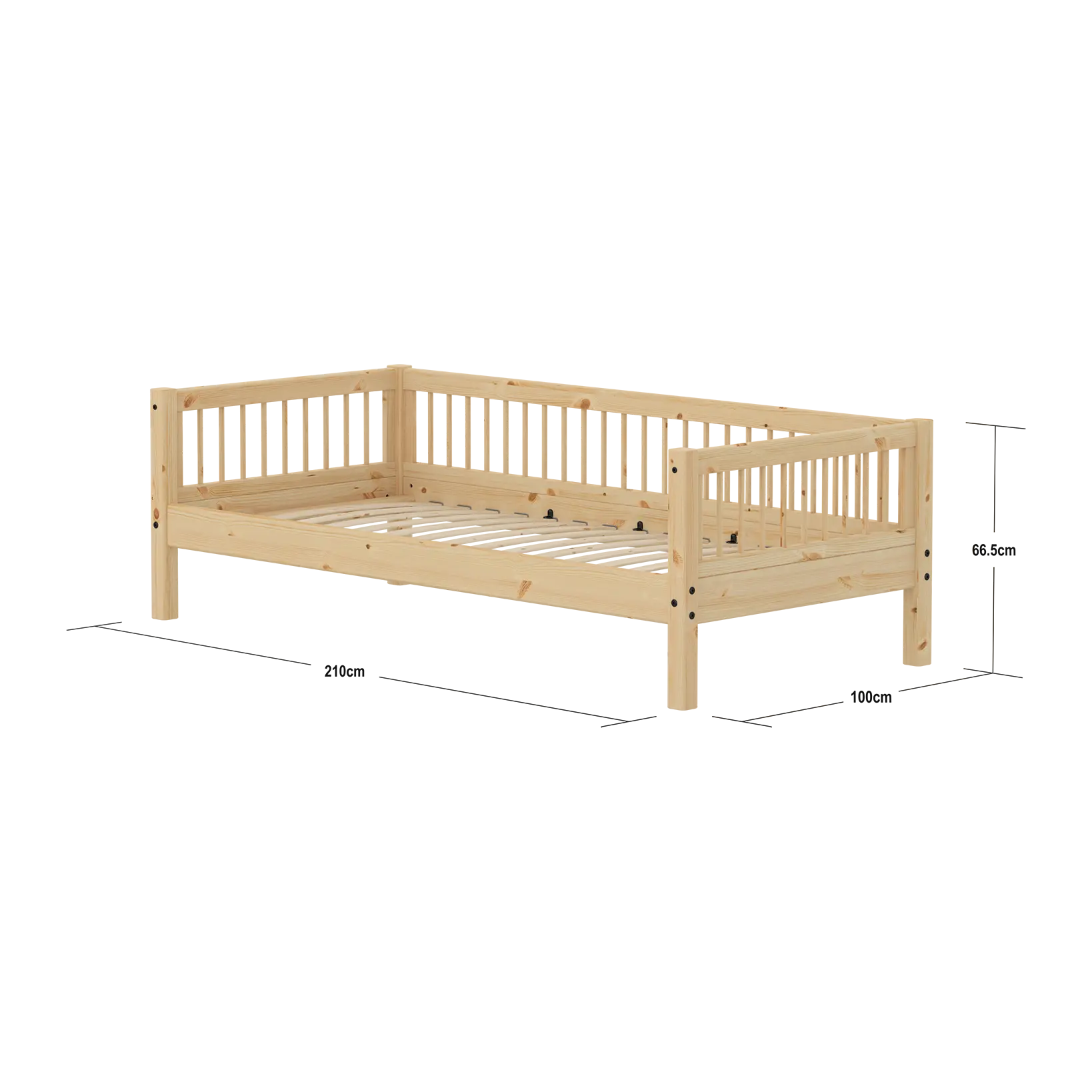 Single Bed, 90x200 cm, Pine SINGLE_BED single-bed-with-scandinavian-safety-rail-raw  flexa-com.myshopify.com