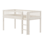 High Bed 120 cm with Safety Rail and Ladder, 90x200 cm, White MID_HIGH-BED mid-high-bed-with-scandinavian-safety-rail-white-washed  flexa-com.myshopify.com