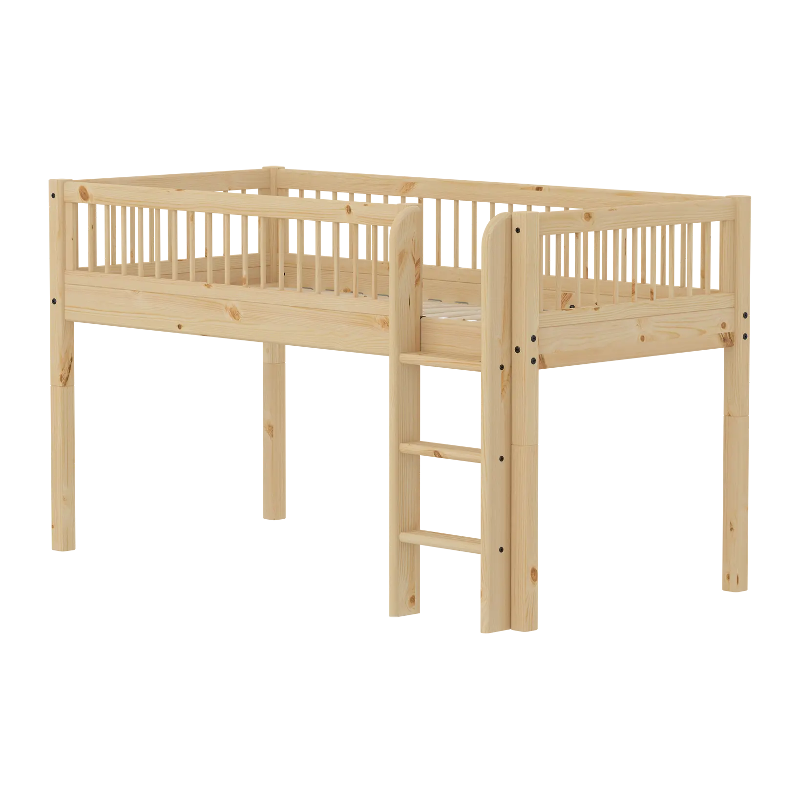 Mid-High Bed with Safety Rails, 90x200 cm, Pine MID_HIGH-BED mid-high-bed-w-scandinavian-safety-rail-classic-raw  flexa-com.myshopify.com