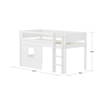 High Bed 120 cm with Treehouse, 90x200 cm, White MID_HIGH-BED mid-sleeper-white-crossbar-str-ladder-tree-hut-wht-window  flexa-com.myshopify.com