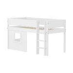 High Bed 120 cm with Treehouse, 90x200 cm, White MID_HIGH-BED mid-sleeper-white-grooves-str-ladder-tree-hut-wht-window  flexa-com.myshopify.com