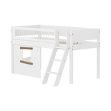 High Bed 120 cm with Treehouse, Ladder and Safety Rail, 90x200, White/Oak MID_HIGH-BED mid-sleeper-white-crossbars-sl-ladder-tree-hut-oak-window  flexa-com.myshopify.com