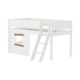 High Bed 120 cm with Treehouse, Ladder and Safety Rail, 90x200, White/Oak MID_HIGH-BED mid-sleeper-white-grooves-sl-ladder-tree-hut-oak-window  flexa-com.myshopify.com