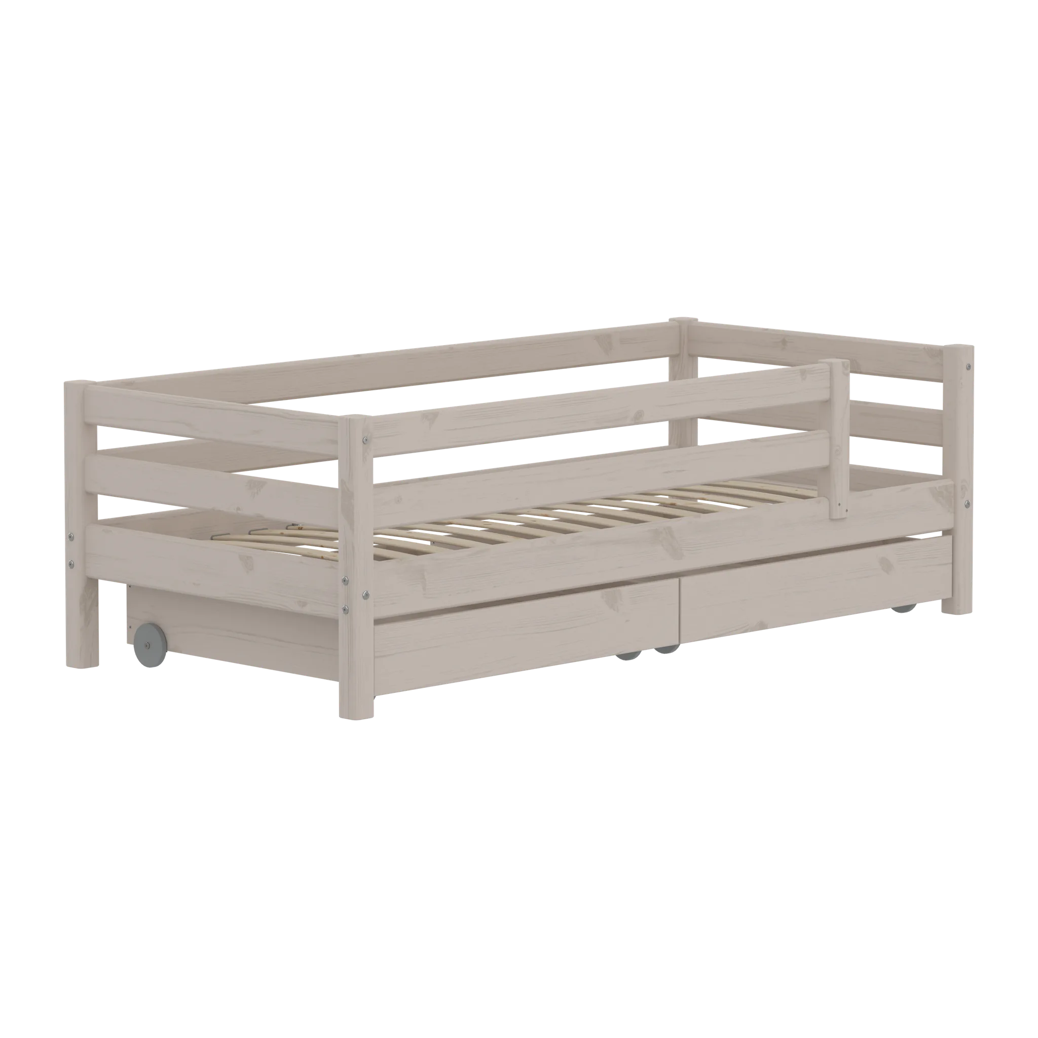 FLEXA Single Bed with Safety Rail and Storage, 90x200 cm, Grey, view 3