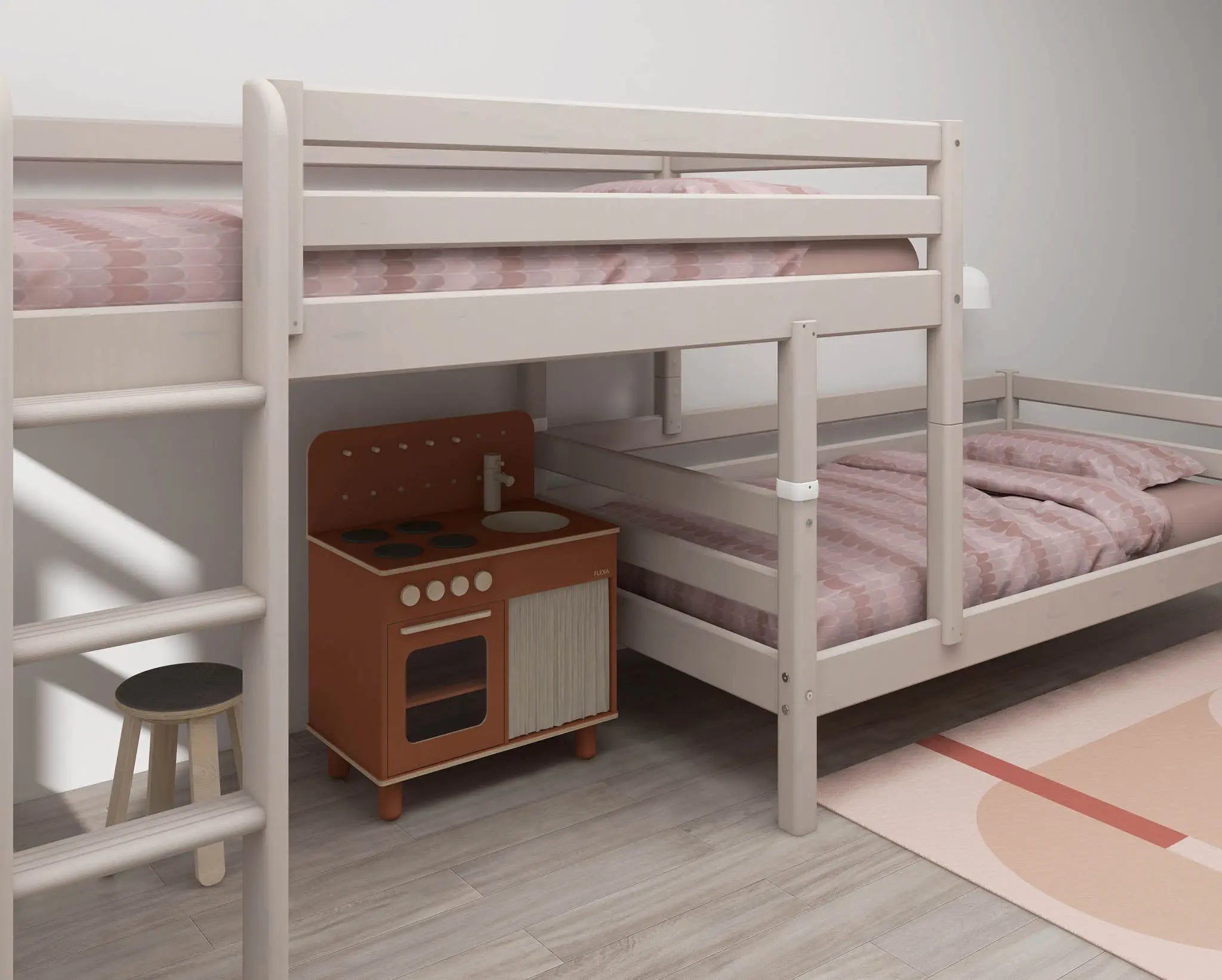 Bunk Bed 143 cm with Ladder and Safety Rail, 90x200 cm, White BUNKBED 200 flexa-com.myshopify.com