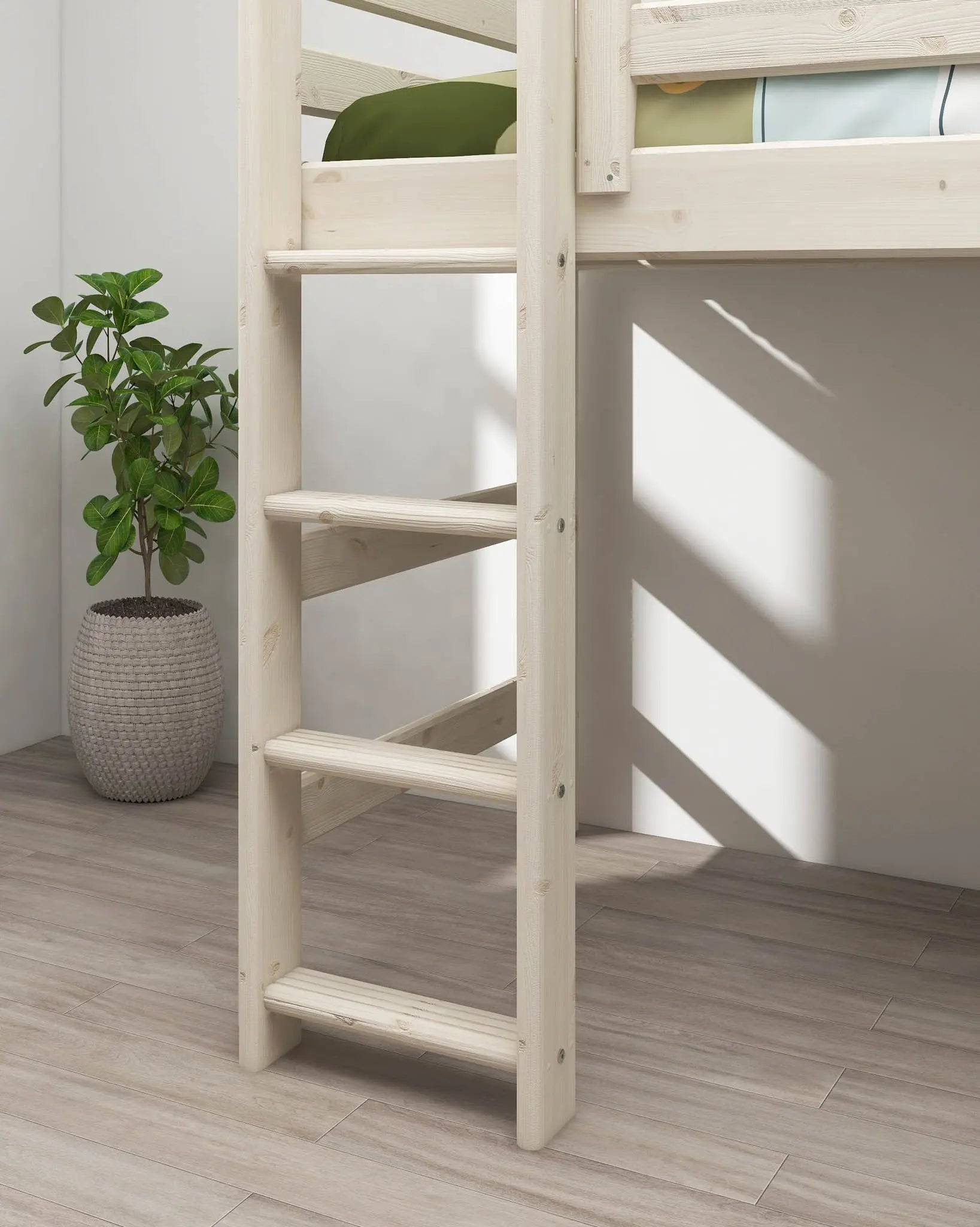 Bunk Bed 143 cm with Ladder and Safety Rail, 90x200 cm, White BUNKBED 200 flexa-com.myshopify.com
