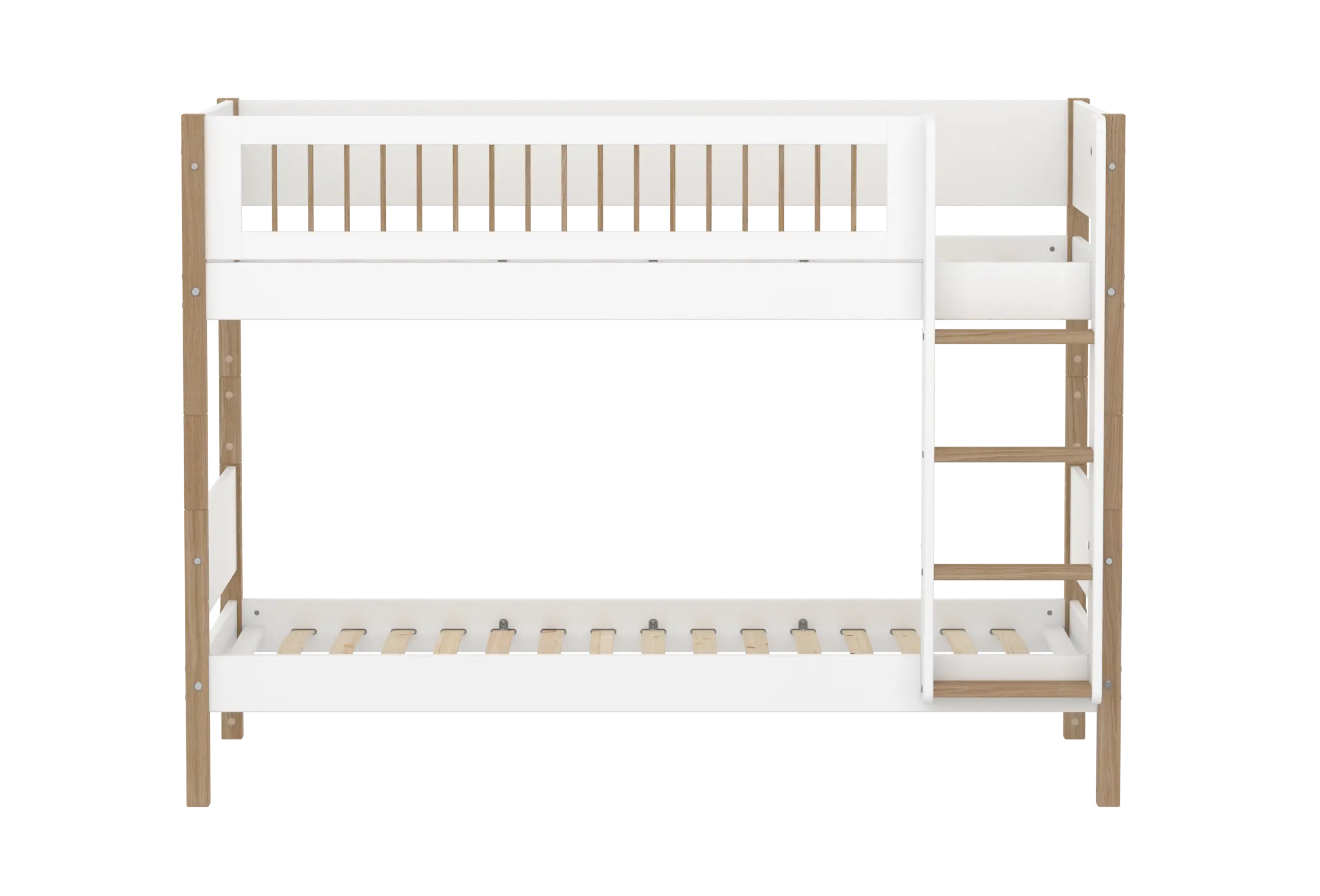 Bunk Bed 154 cm with Ladder and Safety Rail, 90x200 cm, White/Oak BUNKBED 90X200 flexa-com.myshopify.com
