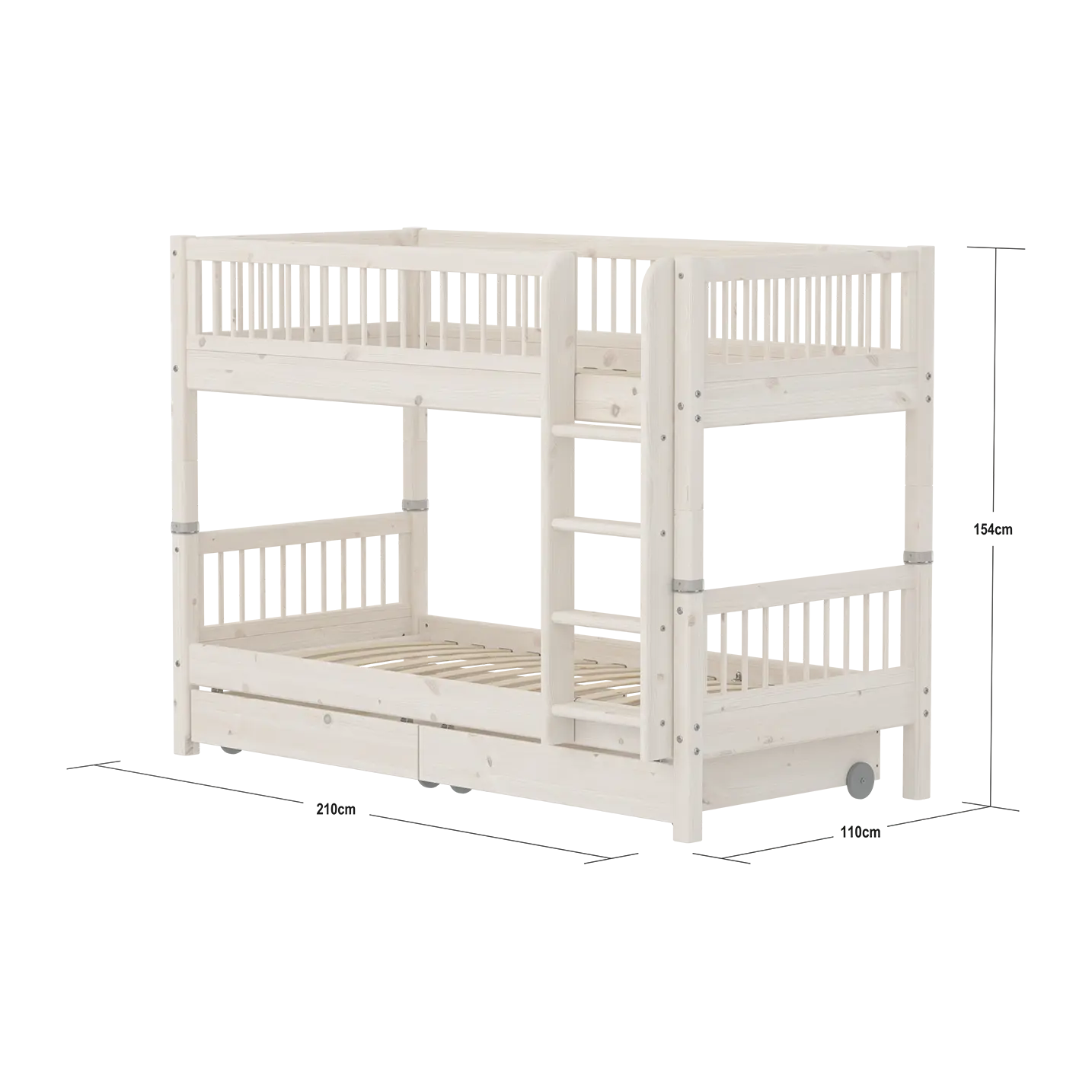 Bunk Bed 154 cm with Storage and Safety Rail, 90x200 cm, White BUNKBED 200 flexa-com.myshopify.com