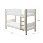 Bunk Bed 154 cm with Straight Ladder and Safety Rail, 90x200 cm, White/Oak BUNKBED 200 flexa-com.myshopify.com