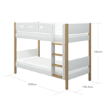 Bunk Bed 154 cm with Straight Ladder and Safety Rail, 90x200 cm, White/Oak BUNKBED 200 flexa-com.myshopify.com