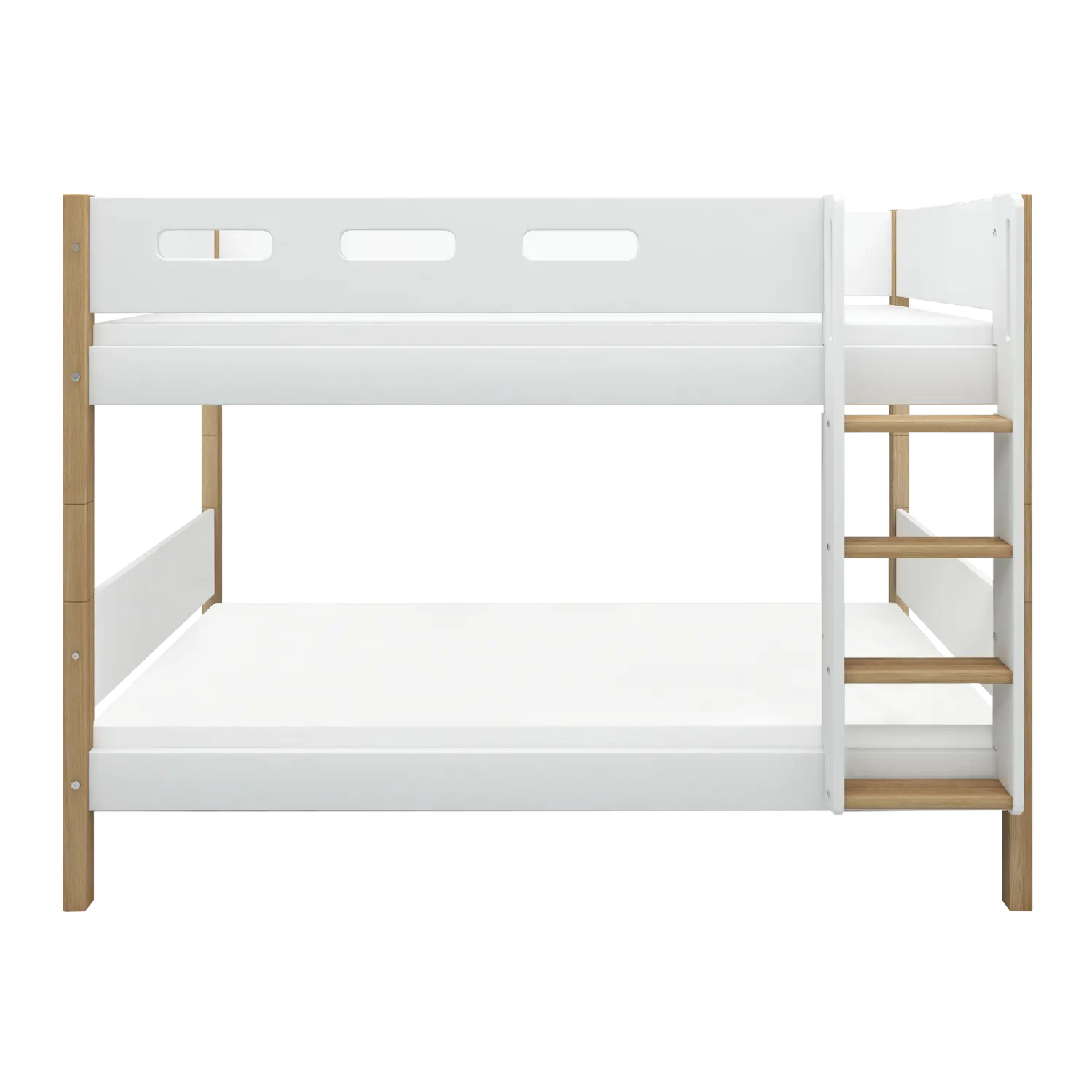 Bunk Bed 154 cm with Straight Ladder and Safety Rail, 90x200 cm, White/Oak BUNKBED 200 flexa-com.myshopify.com