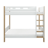 FLEXA Bunk Bed 184 cm with Straight Ladder and Safety Rail, 90x200 cm, White/Oak, view 3