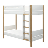 FLEXA Bunk Bed 184 cm with Straight Ladder and Safety Rail, 90x200 cm, White/Oak