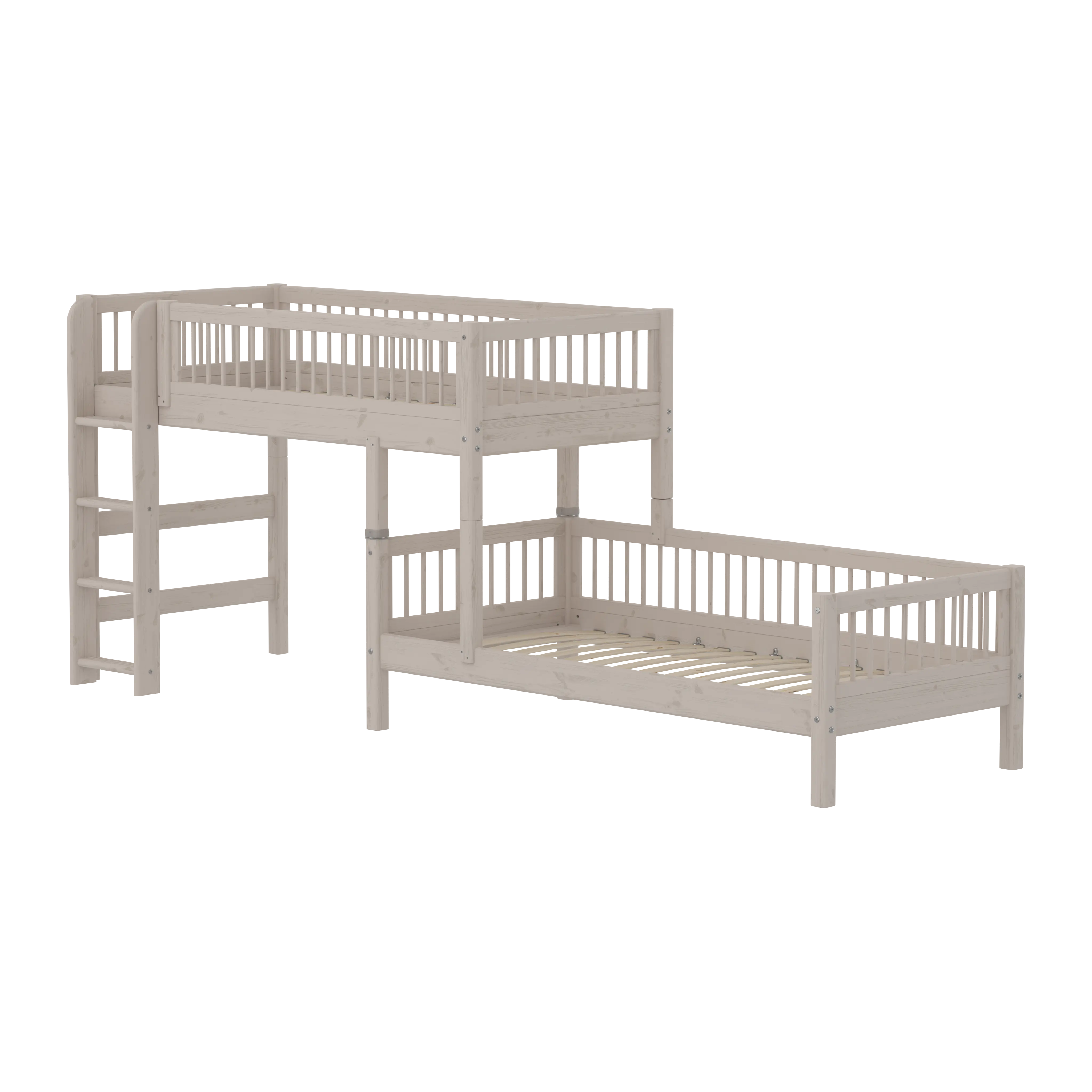 Bunk Bed with Ladder and Safety Rail, 90x200 cm, Grey BUNKBED 200 flexa-com.myshopify.com
