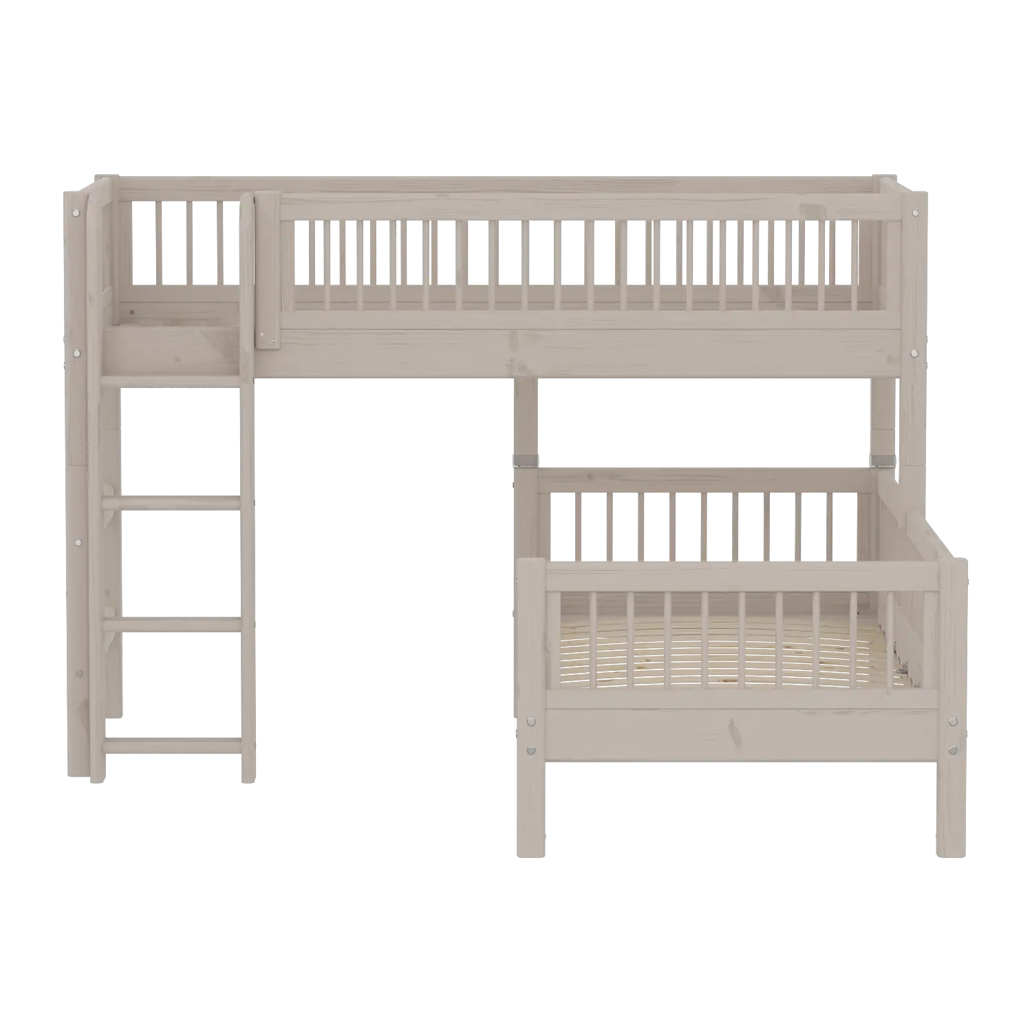 Bunk Bed with Ladder and Safety Rail, 90x200 cm, Grey BUNKBED 200 flexa-com.myshopify.com