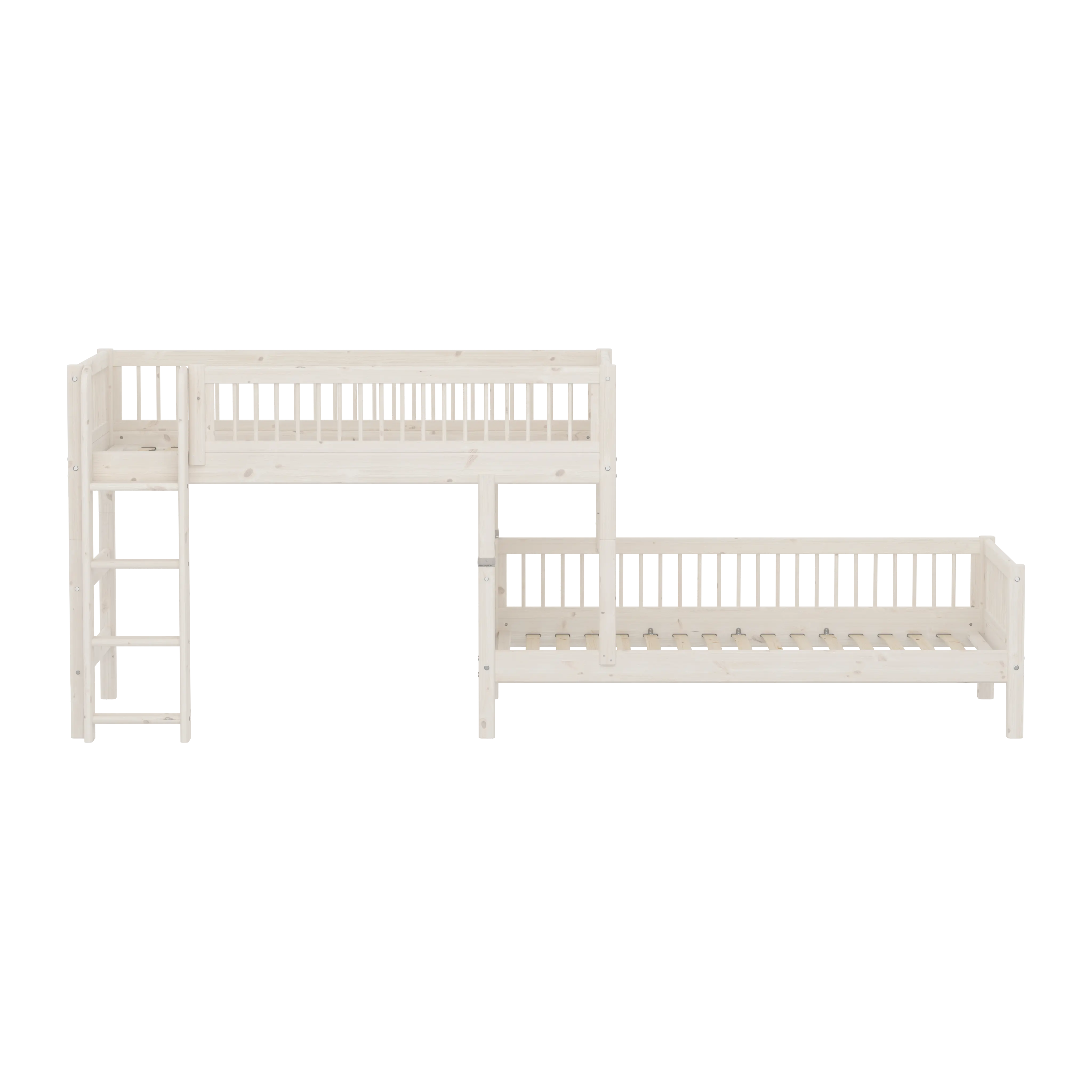 Bunk Bed with Ladder and Safety Rail, 90x200 cm, White BUNKBED 200 flexa-com.myshopify.com