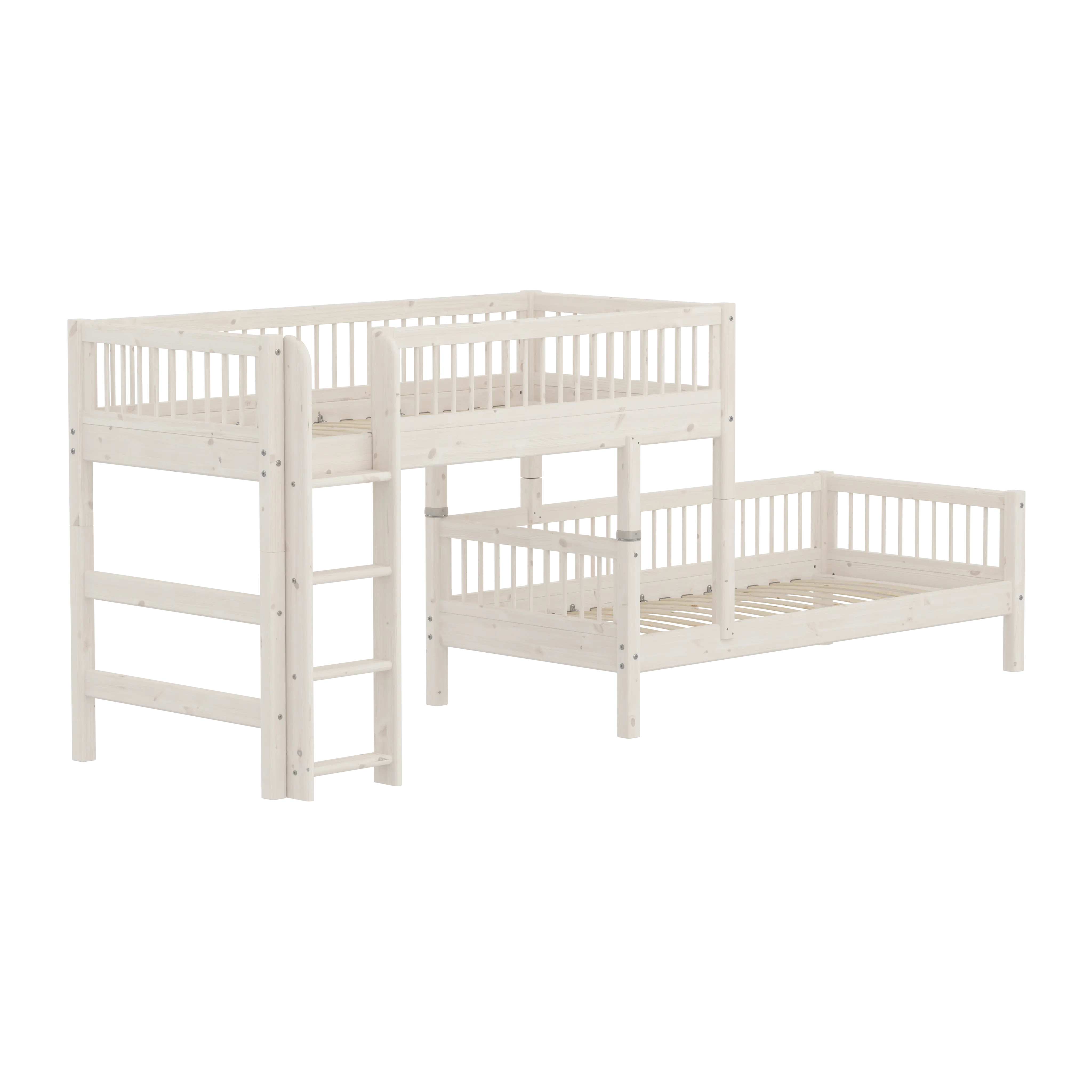 Bunk Bed with Ladder and Safety Rail, 90x200 cm, White BUNKBED 200 flexa-com.myshopify.com