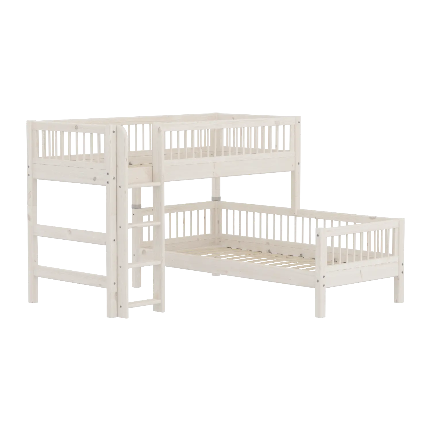 Bunk Bed with Ladder and Safety Rail, 90x200 cm, White BUNKBED 200 flexa-com.myshopify.com