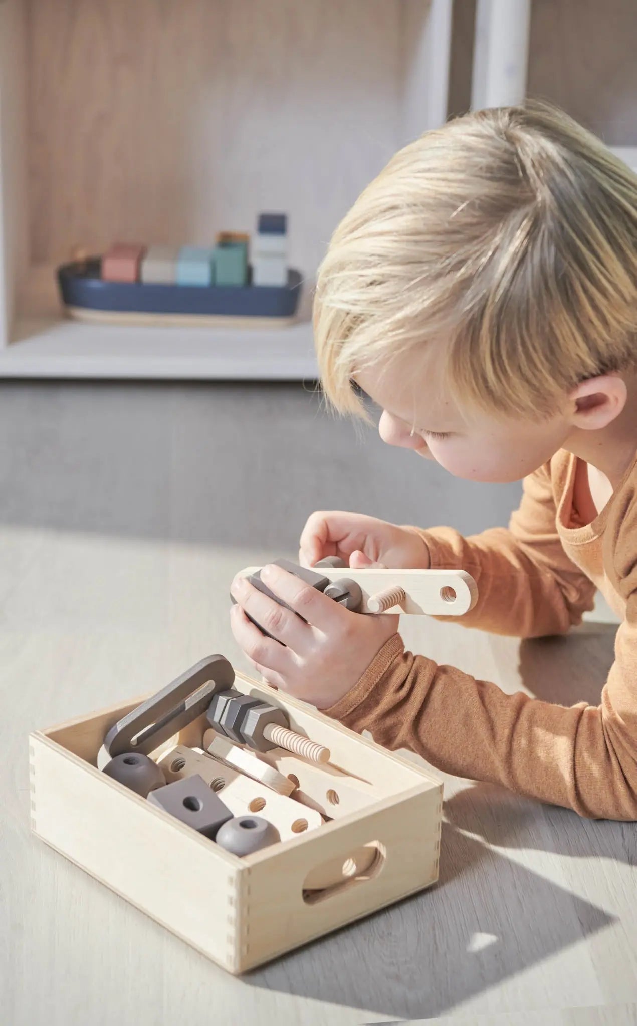 Construction Set, 36 pcs, Handpainted, Brown PLAY ACTIVE flexa-com.myshopify.com