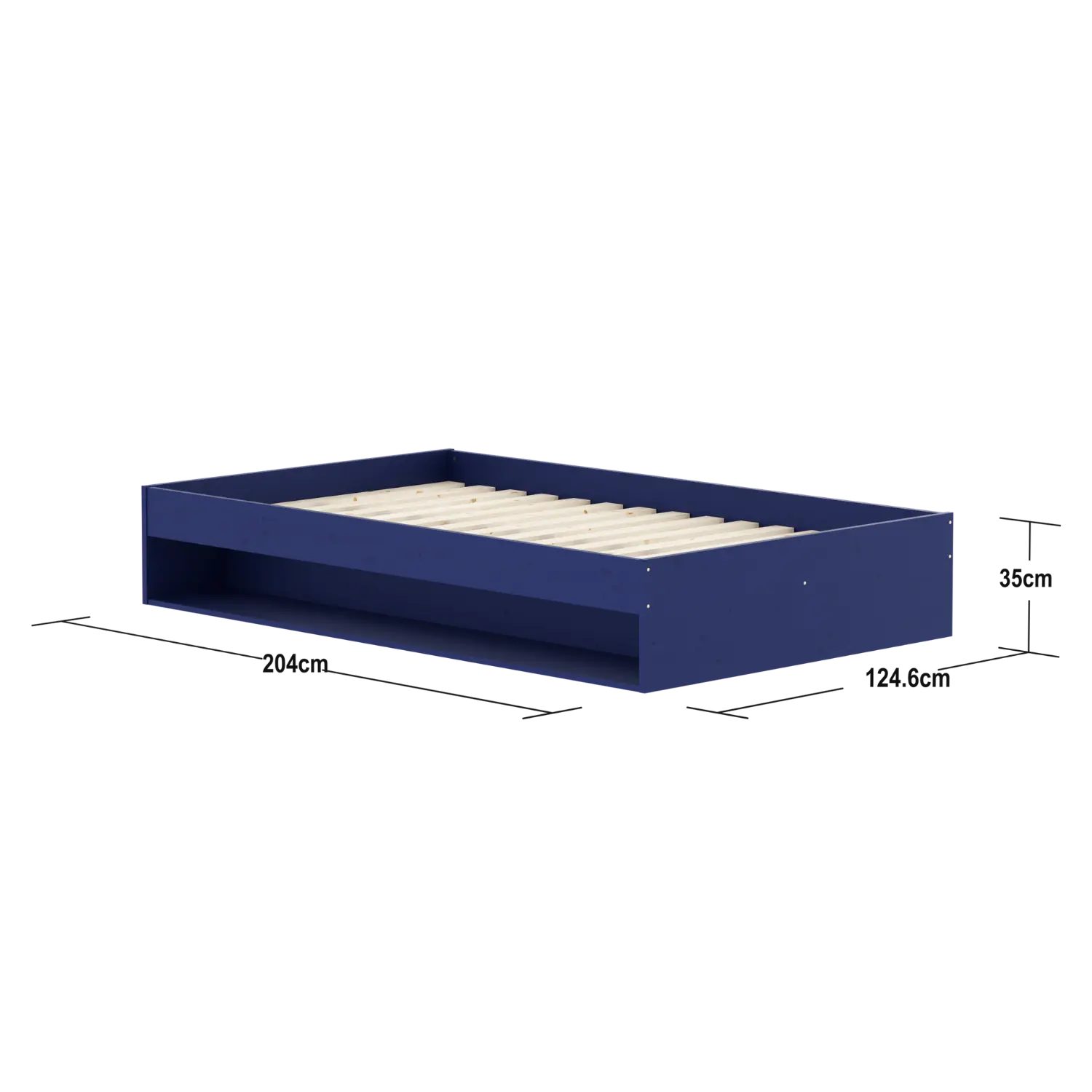 Double Bed with Shelf, 120x200 cm, Blue/Pine  120X200 flexa-com.myshopify.com