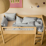 High Bed 120 cm with Ladder and Safety Rail, 90x200 cm, Sand MID_HIGH-BED 90X200 flexa-com.myshopify.com