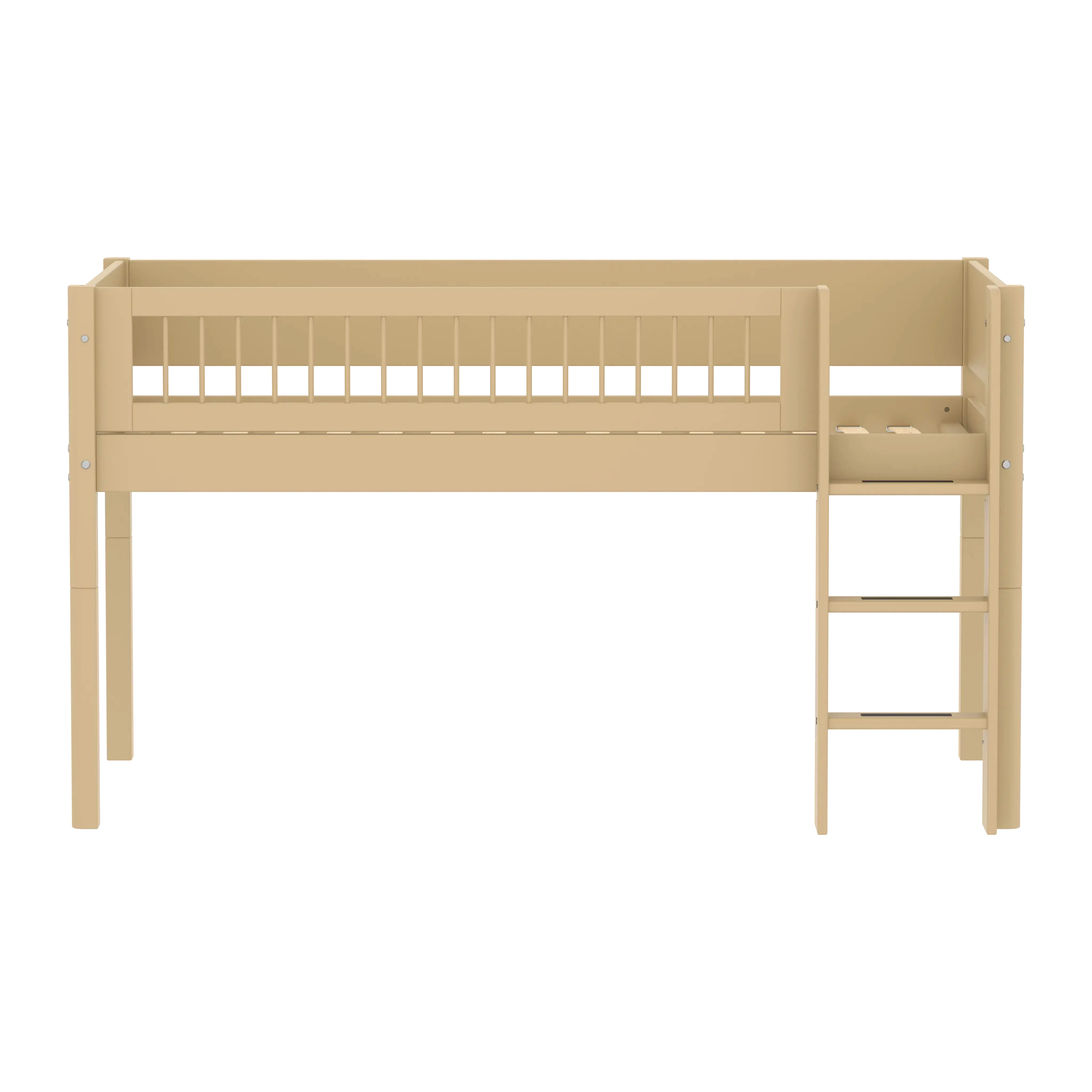 High Bed 120 cm with Ladder and Safety Rail, 90x200 cm, Sand MID_HIGH-BED 90X200 flexa-com.myshopify.com