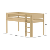 High Bed 120 cm with Ladder and Safety Rail, 90x200 cm, Sand MID_HIGH-BED 90X200 flexa-com.myshopify.com